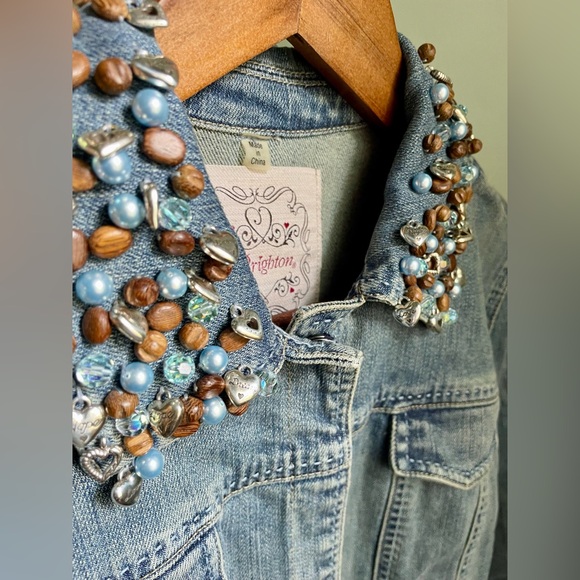 BRIGHTON Blue Denim charms Hearts Jean Jacket surprise charm hidden XS- Small - Picture 10 of 16